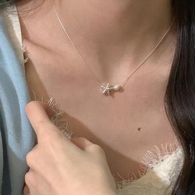 Korean Light Luxury Starfish Pearl Necklace - Elegant, Simple, and Fashionable Clavicle Chain for Women