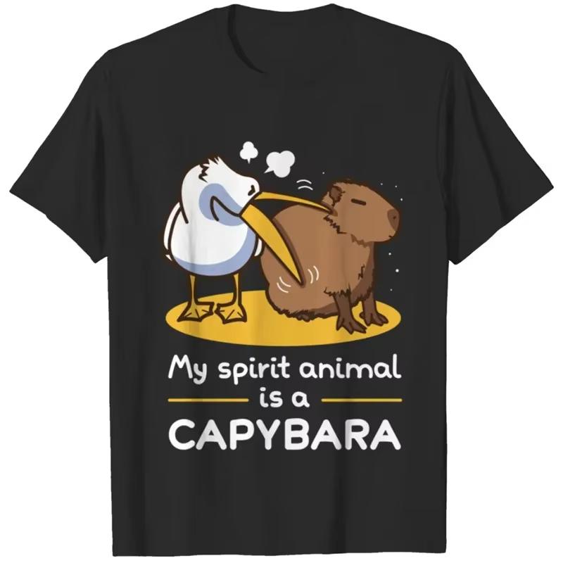 Cute Capybara Pattern T Shirts Funny Summer Short Sleeve Funny Animals Printed Tshirt Casual Oversized Men Women O Neck Tees
