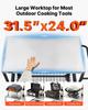 Carro para Parrilla Exterior, Mesa de Parrilla de Acero Inoxidable de 800 x 610 mm, Mesa de Cocina para Exteriores con 4 Ruedas y Asa Lateral, Dos Estantes de Malla, Barbacoa