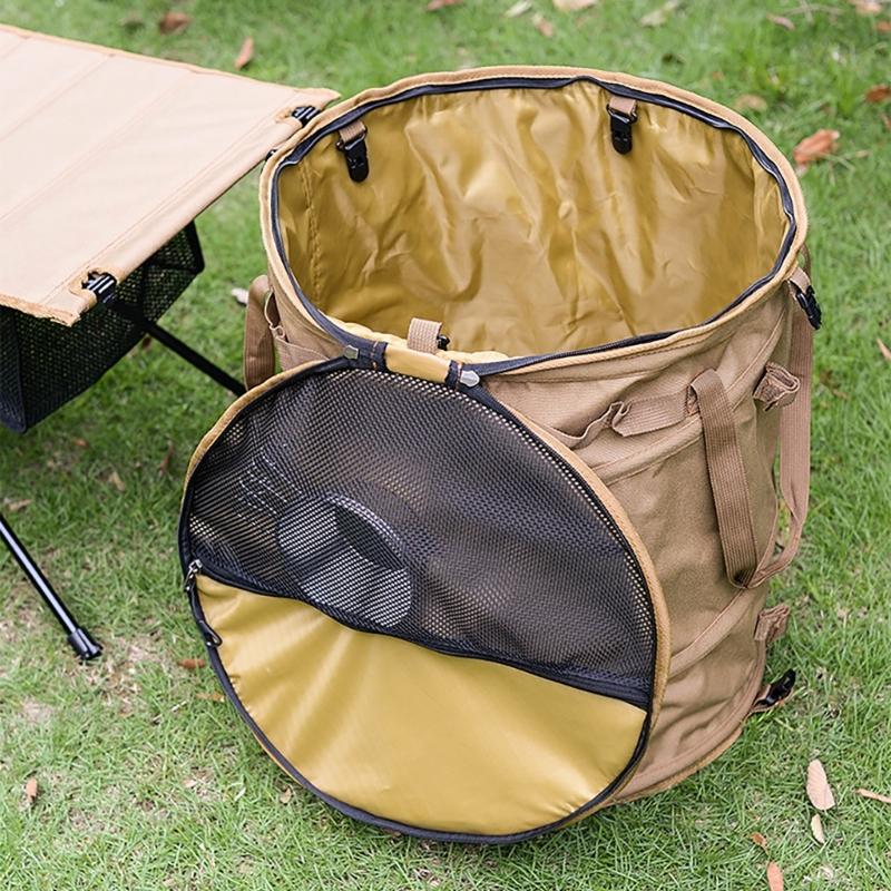 Camping Trash Can Foldable Garbage Bin with Zippered Lid Foldable Garbage Container for Campsites Outdoor Picnics BBQ