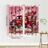2 Stück "Happy Valentine's Day" Rotes Auto & Herz Vorhänge   Perfekt für festliche Fensterdekoration Vorhang mit Stangentasche