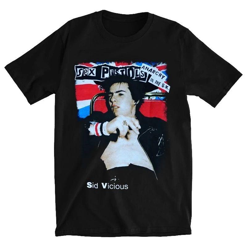 Rock Punk Print Pattern Short Sleeve Retro Sports Streetwear Double Sided Print T-shirt Casual Loose Cotton Top Unisex