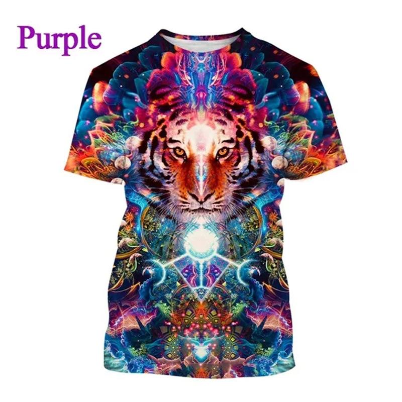 Colorful Animal Avatar 3D Printed Adult Casual Short Sleeved T-shirt