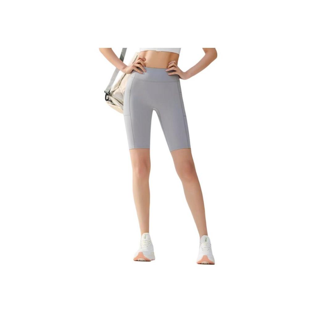 Anta Training Series Solid Color Mid-Rise Breathable Versatile Tight Sports Shorts Women shorts Wild-Reed-Gray 962527306-1