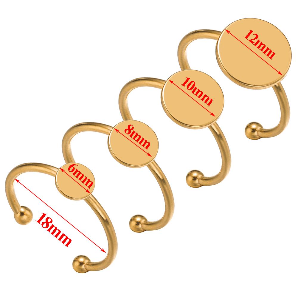 10Pcs No Fade Stainless Steel 6/8/10/12mm Rings Setting Cabochon Cameo Tray Bezel Blank Bases Jewelry Making Supplies Findings