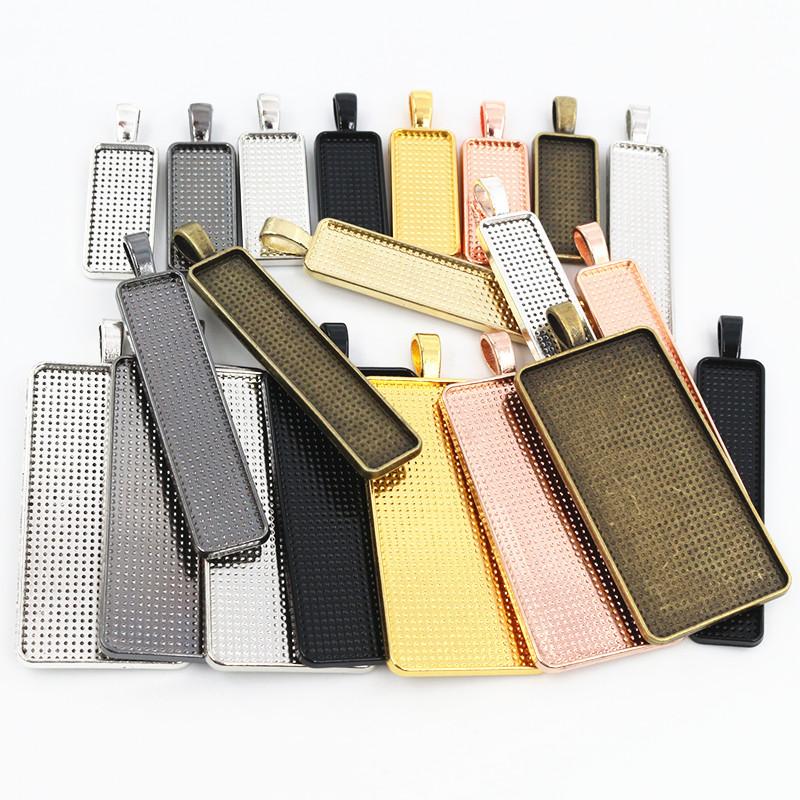 Hot Sales 10X25/10x50/25x50mm Cameo Rectangle Bezels Blank Pendant Cabochon Base Setting For Jewelry Making Accessories Supplies