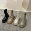 Thick-soled Matcha Thin Martin Boots Women's Shoes 2025 New Korean Version Soft Leather Big Head Short Boots Spring and Autumn Single Boots