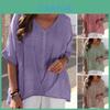Cotton Linen V Neck Pullover Shirt With Loose Fit For Casual Office Wear
