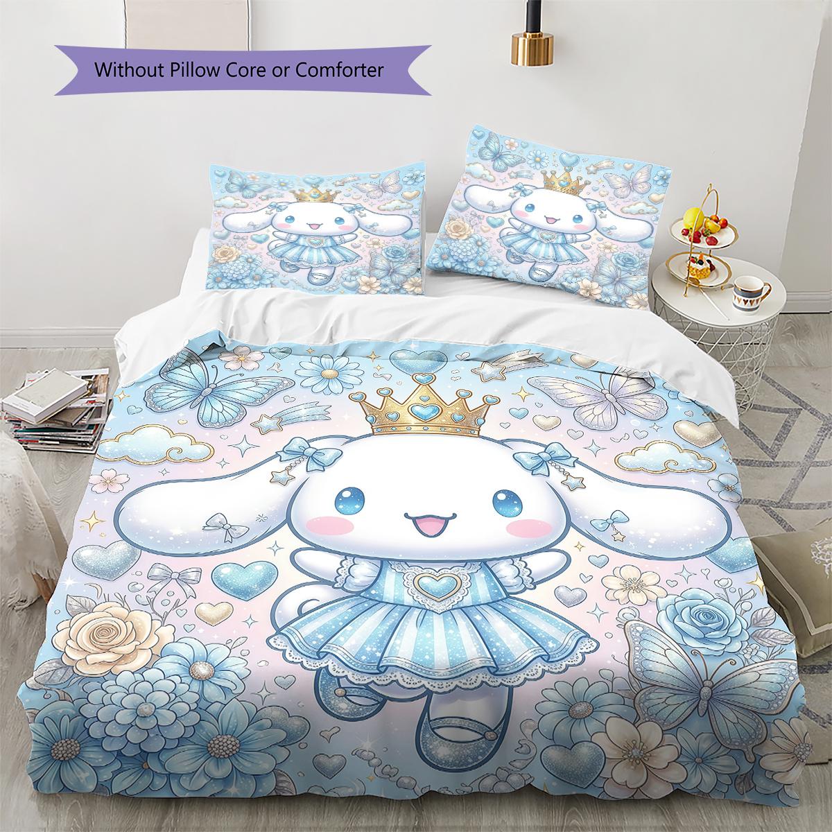 

Cinnamoroll Pattern Bedding,Quilt Set Quilt Cover Pillowcase Home Birthday Gift(1 * duvet cover + 2 * pillowcase, without core) 135x200cm