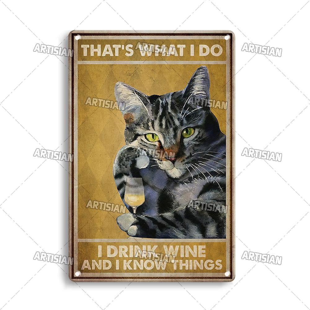 Artisanisches Tier Schwarze Katze Retro Metallposter Lustiges Haustier Vintage Dekorative Blechplakette Garage Bar Pub Club Man Cave Wanddeko