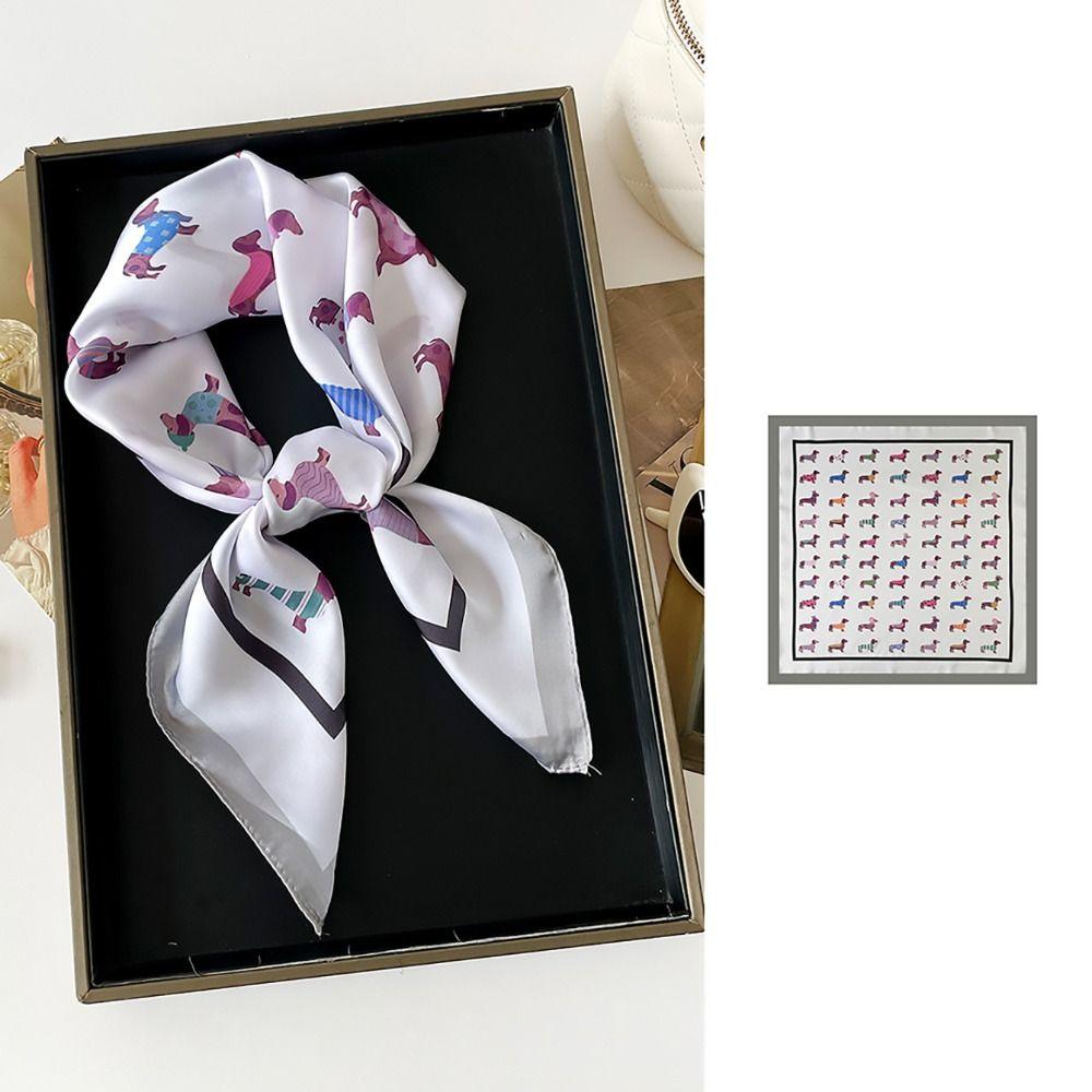 Printed Small Square Scarf Geometric Shape Animal Printed Silk Scarf Satin Hijab Scarf Accessories