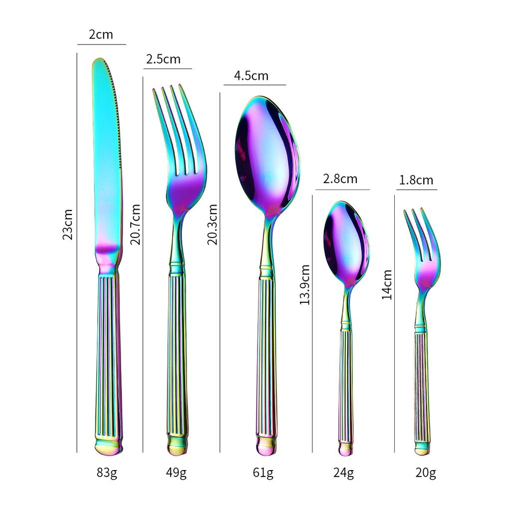 5PCS Stainless Steel Knife, Fork, Spoon Heavy-duty Western Steak Tableware Set