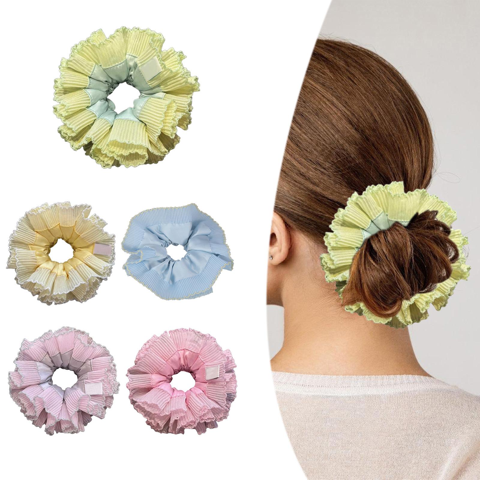 

Elegant Lace Edge Scrunchies for Women Soft Fabric Hairbands Elastic Hair Ties Comfortable Hairpieces Hair Decoration жовтий