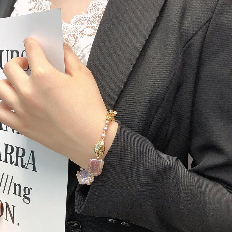 

Ziqi Donglai натуральный пресноводный браслет с жемчугом в стиле барокко, женский индивидуальный стиль, универсальное изделие ручной работы