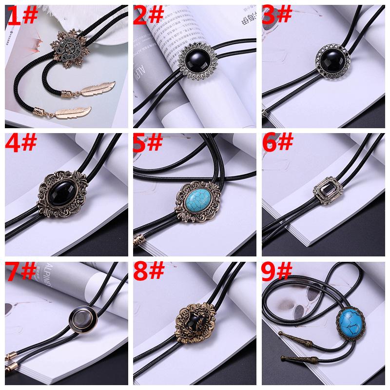 Herren Europäischer & Amerikanischer Stil Bolo Krawatte, Edelstein Fliege, Kristall Blume Vintage Halskette