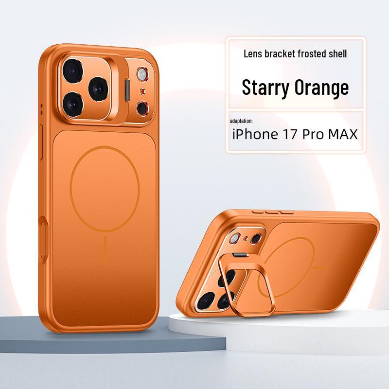 Orange magnetische Schutzhülle mit Objektivständer für Apple 17 Pro Max