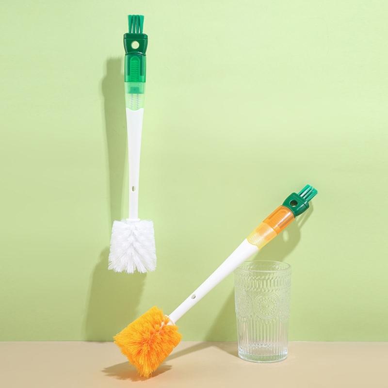 2Pieces MultiFunctional Cup Scrubber Brush Long Handle Dish Cup Brush for Feeding Bottle Mug Cup Cleaning Kitchen Tool