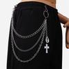 Punk Jeans Pants Chain Multi Layer Chain Cross Charm Waist Wallet Chain Summer Belt for Dancers