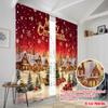 2pcs,2D Plane Printing Window Curtain Merry Christmas Village Scene Polyester Fabric (without Rod) All Seasons Perfect for