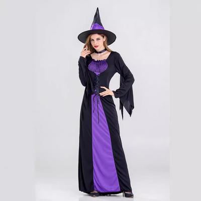 New Halloween Witch Costume, Adult Cosplay Purple Witch Dress Costume