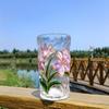 Gletscherstruktur Handbemalte Glas Tasse Blumen Design Bier Tasse Mode Saft Tasse Tee Zeit