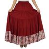 Bimba Womens Long Flaired Cotton Skirt Maroon Maxi Bottoms Elastic Waist