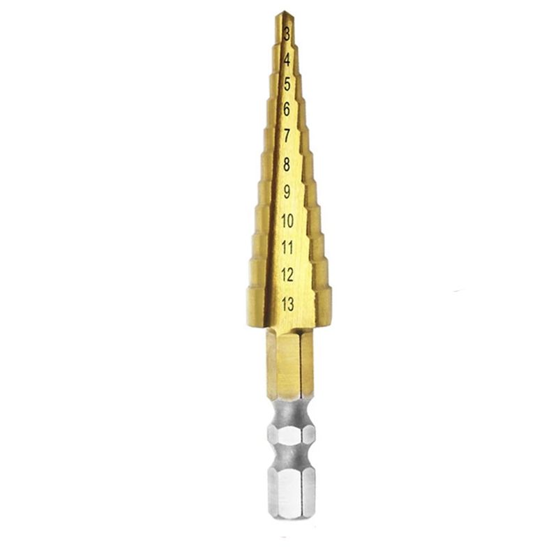 

ABWR-3-13Mm HSS Straight Groove Step Drill Bit Wood Metal Hole Cutter Core Drill Bit Pagoda Drill Bit