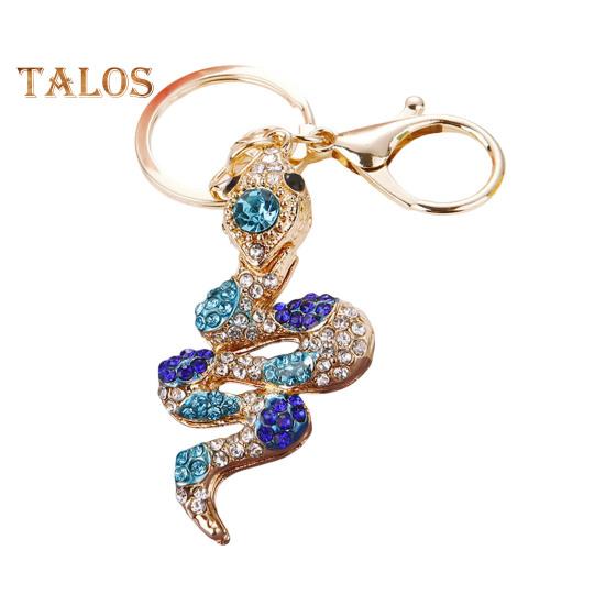 

Брелок для ключей со стразами в форме змеи, декоративный держатель для ключей в машину, сумка для багажа, брелок, аксессуары синий