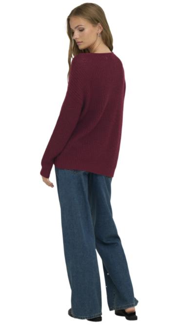 Only Jdy - Women' Sweater - Jdynew Megan / Pullover Knt Noos 15208245 Cabernet/W.Black P