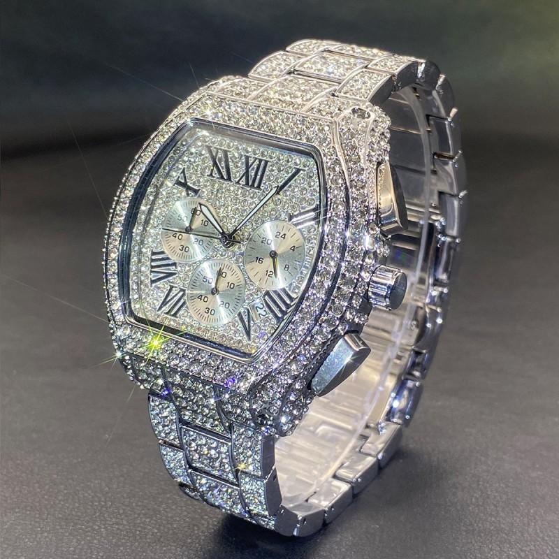 MISSFOX Mens Quartz Watch Hip Hop Style Multifunctional Chronograph Luminous Tonneau Wristwatch V372