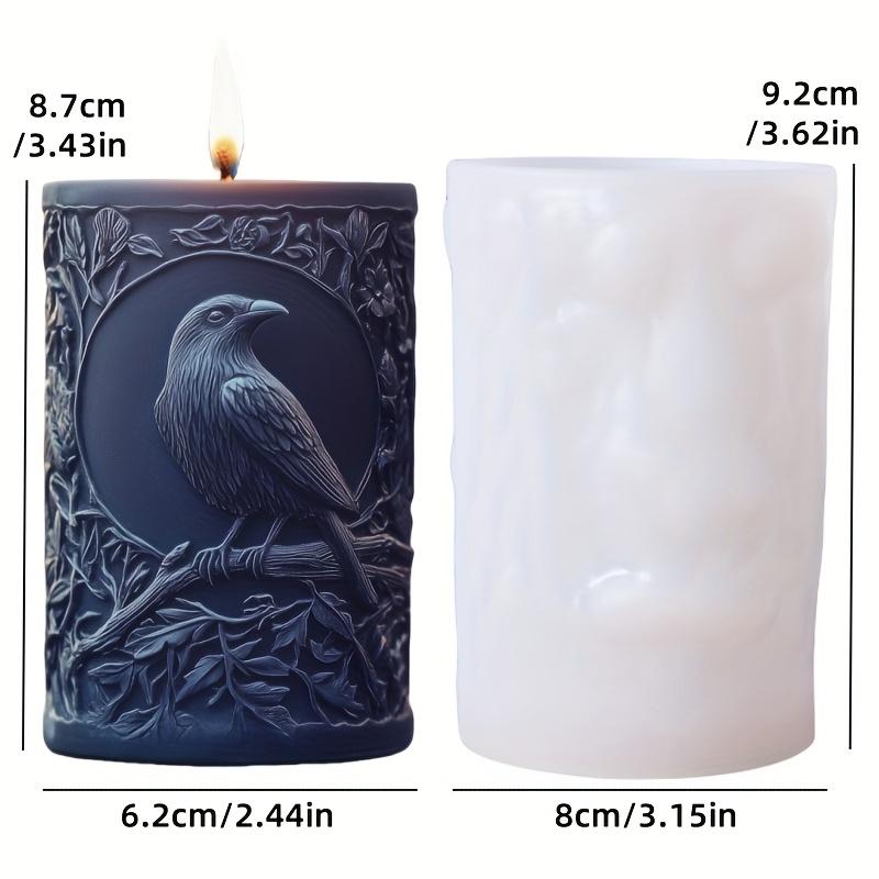 3D Bird branch relief cylindrical candle silicone mold bird Crow leaf branch resin mould Rose flower bird cement gypsum molds