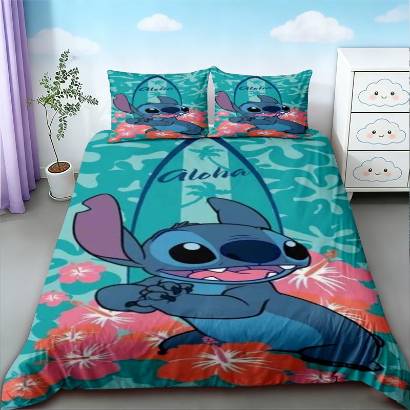 Kids Stitch & Angel Duvet Cover Cartoon Quilt Cover Soft and Comfortable Bedding Set for Bedroom Decor Home Gifts