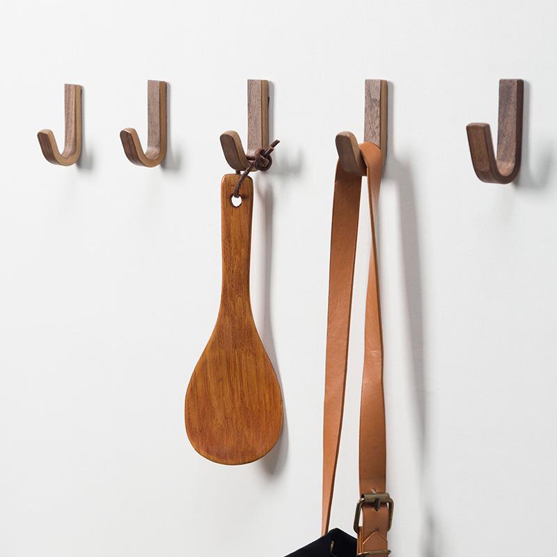 Black Walnut No-Drill Adhesive Coat & Hat Hook - Personalized Bathroom Design