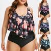 Traje de baño de bikini con volantes de dos piezas para mujer de talla grande Traje de baño tankini de talle alto