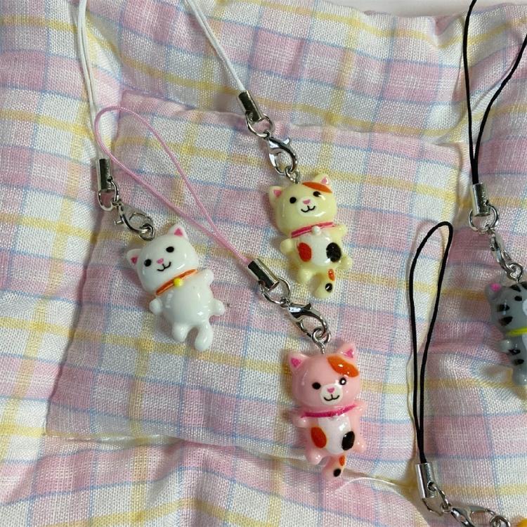 Y2k Phone Charm Cute Cat Pendant Keychain Phone Chain Strap Lanyard Jewelry Gift