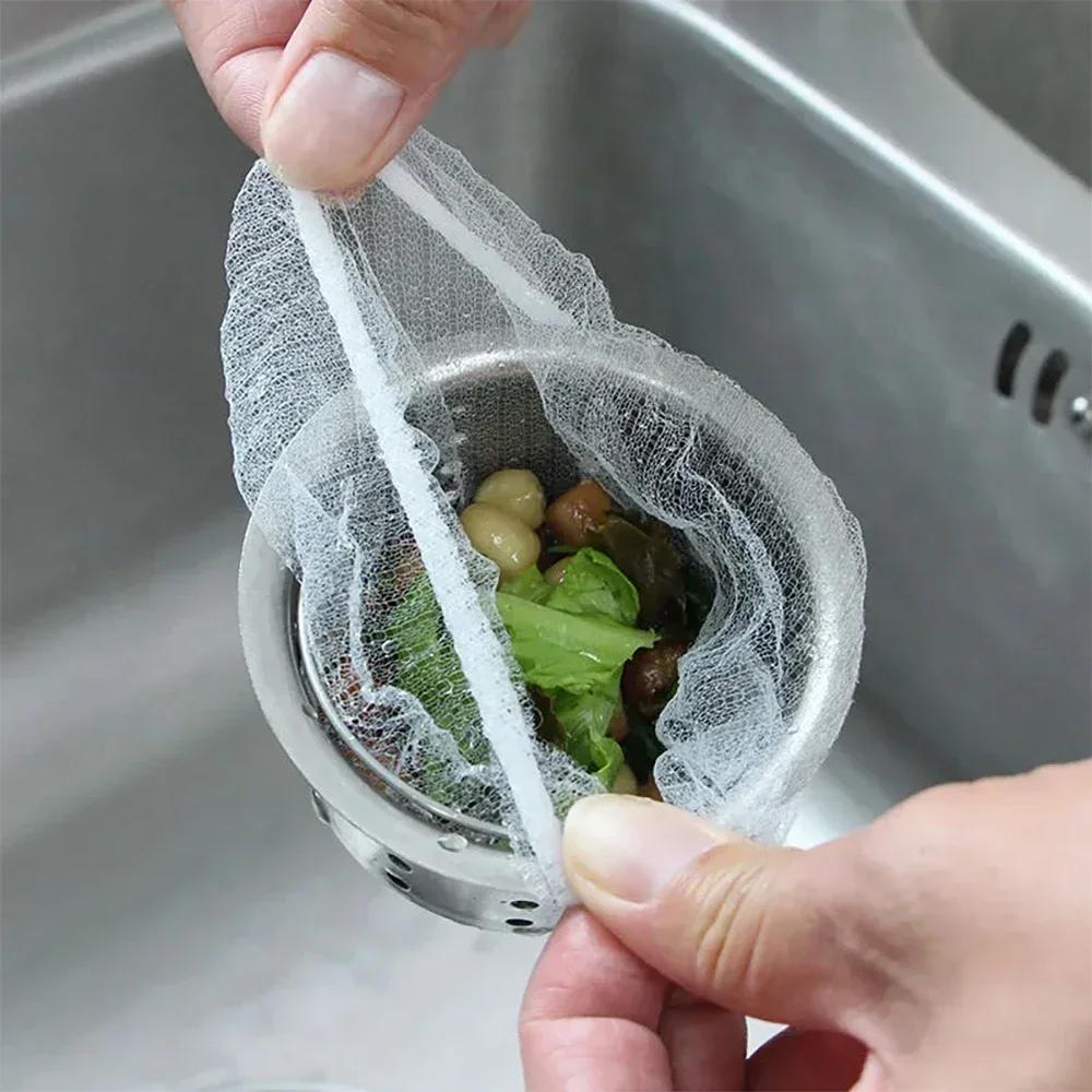 30-200pcs Disposable Sink Filter Mesh Bag Kitchen Block Drainage Pipe Drain Hole Garbage Bag Kitchen Cleaning Supplies
