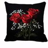 Black Pillowcase Red Roses For Living Room Bedroom Office Car Sofa Decor No Insert 18X18 Inch