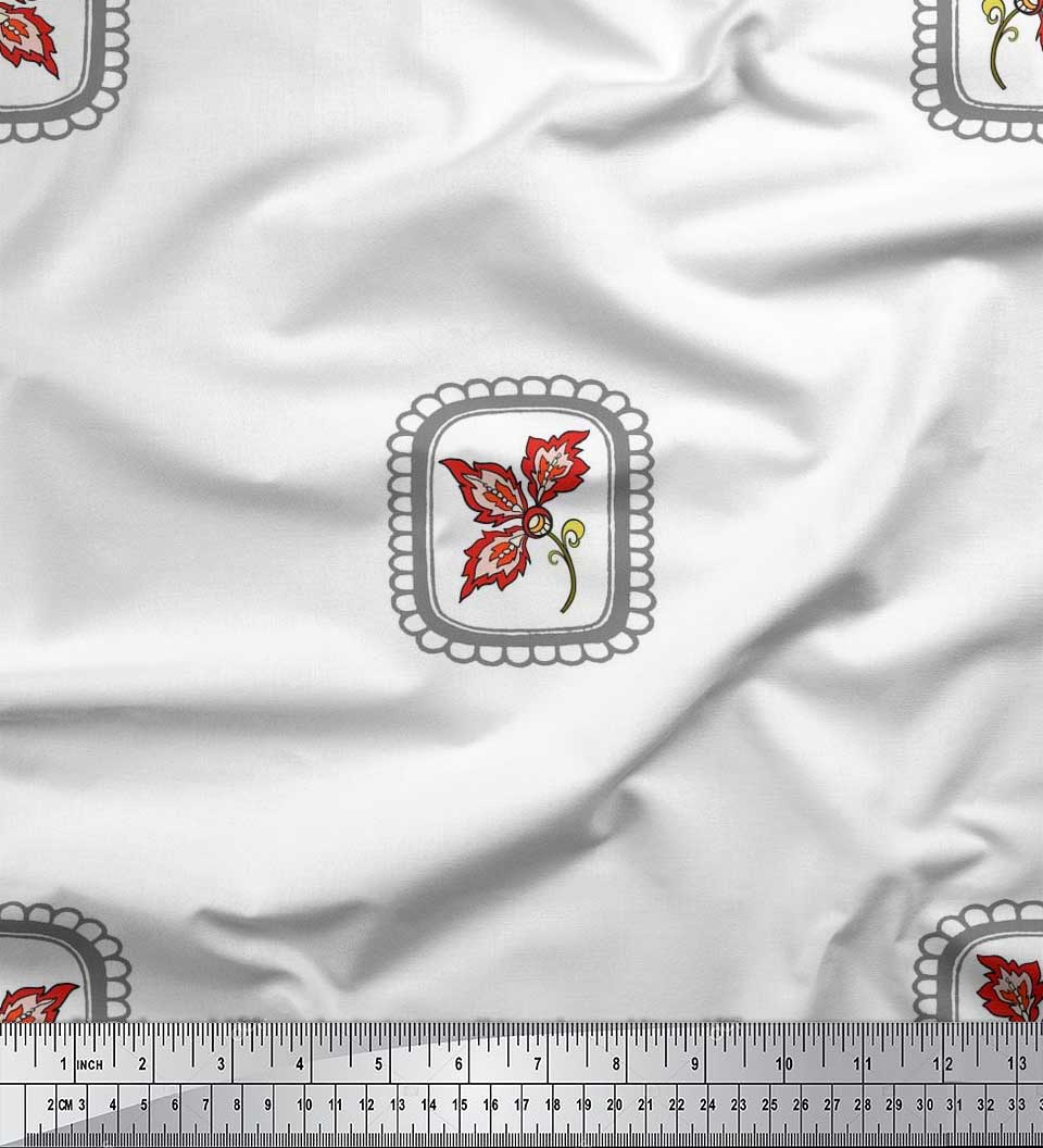 

Японська креп-сатин Soimoi Квадратна тканина з квітковим художнім принтом на метри 42 дюйми 42 Inch Wide - Poly Crepe білий