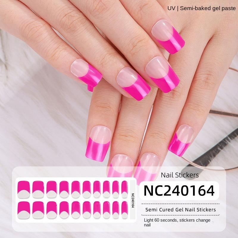 New Hot Stamping Laser Gel Nail Stickers French Nail Polish Glue Semi-cured Gel Nail Stickers