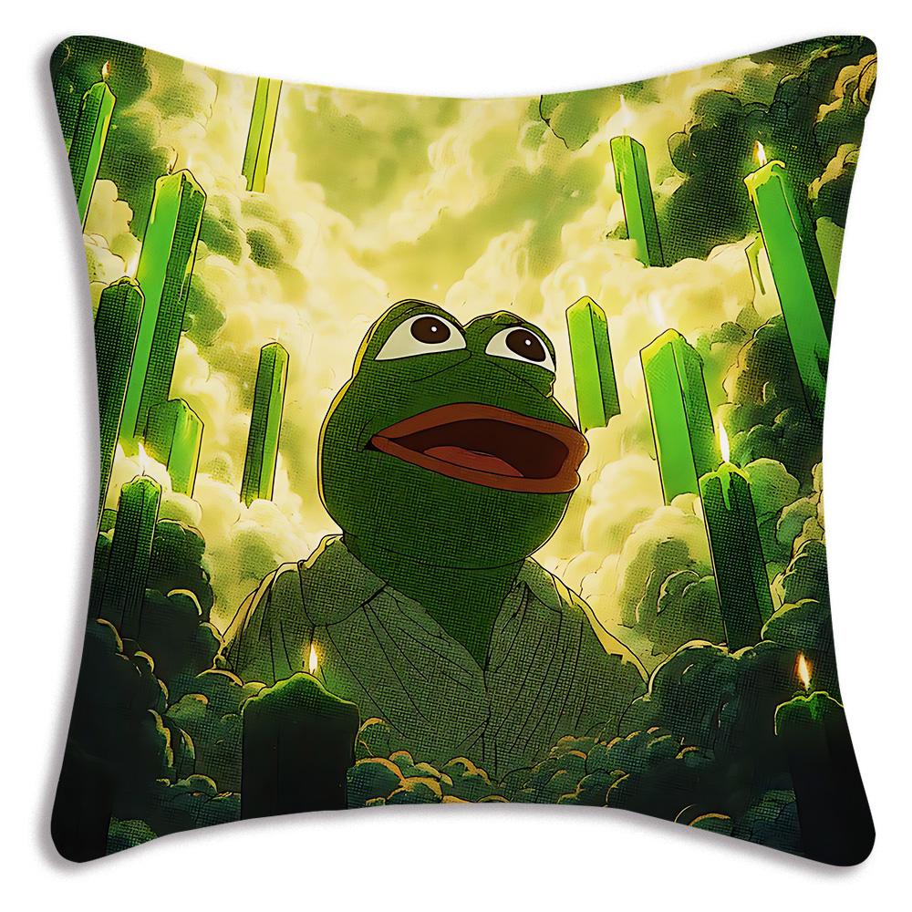 Cartoons fun Sad P-Pepe frog Pillow Covers Cartoon Sofa Decorative Home Double-sided Printing Short Plush Cute Cushion Cover