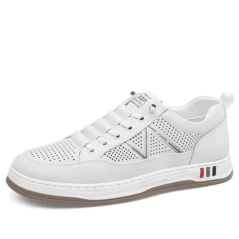 Summer New Men's Sandals Hollow Breathable Leather Hole Shoes White Shoes Casual Men's Single Shoes