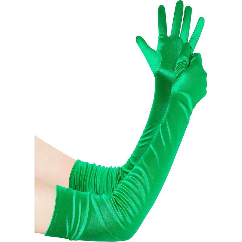 

Meier 1920s adult long opera party satin tea party gloves зелений