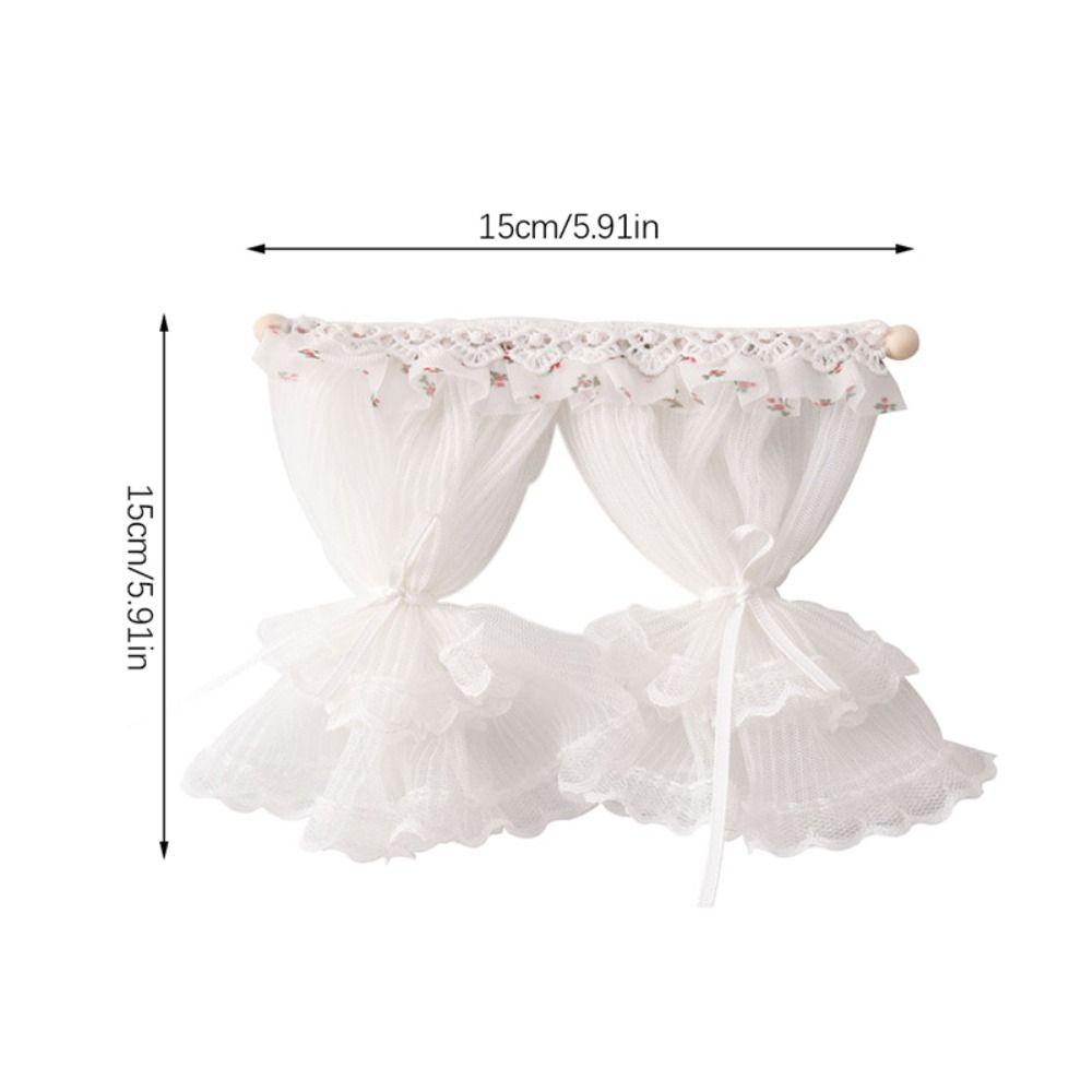 Bedroom Door Miniature Lace Curtain White Fabric Doll Curtain Model  Dollhouse Furniture