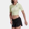 Adidas Solid Color Comfortable Brand Logo Fitted Short Sleeve T-Shirt Women Tops Green HB9261