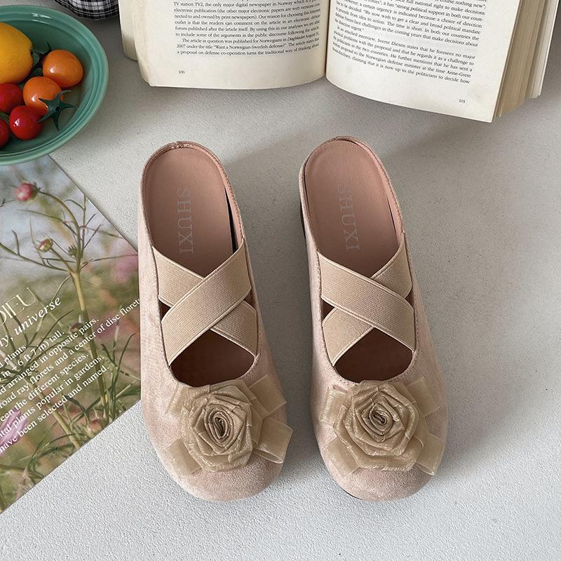 Fashion Flower Explosion High-end Thick Heel Bag Head Slippers Women's 2025 New Summer Outer Wear Inner Height Increase Cool Slippers
