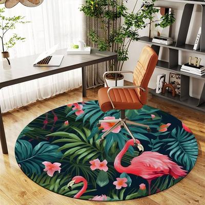 Tropical Flamingo Patterned Fabric for Home DecorRound Non-Slip Chair Mat Chair Carpet for Office Rugs for Office Decor Gift For Valentine's Day Mothe