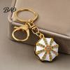 Octagonal Cap Key Ring Rhinestone Ethnic Hat Keychain, Bling Car Keychains Ring, Zinc Alloy Pendant for Backpacks and Handbags