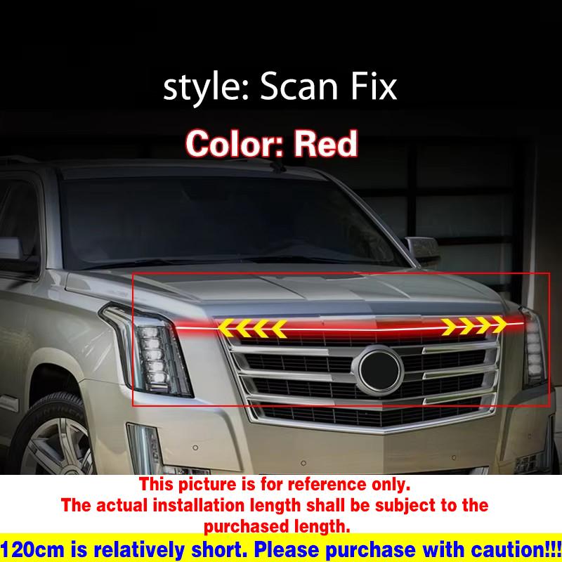 LED Daytime Running Light for Cadillac Escalade 2015-2019 Car Hood Decorative Lights DRL With Start Scan Auto Headlight Strip 120cm Shorter красный