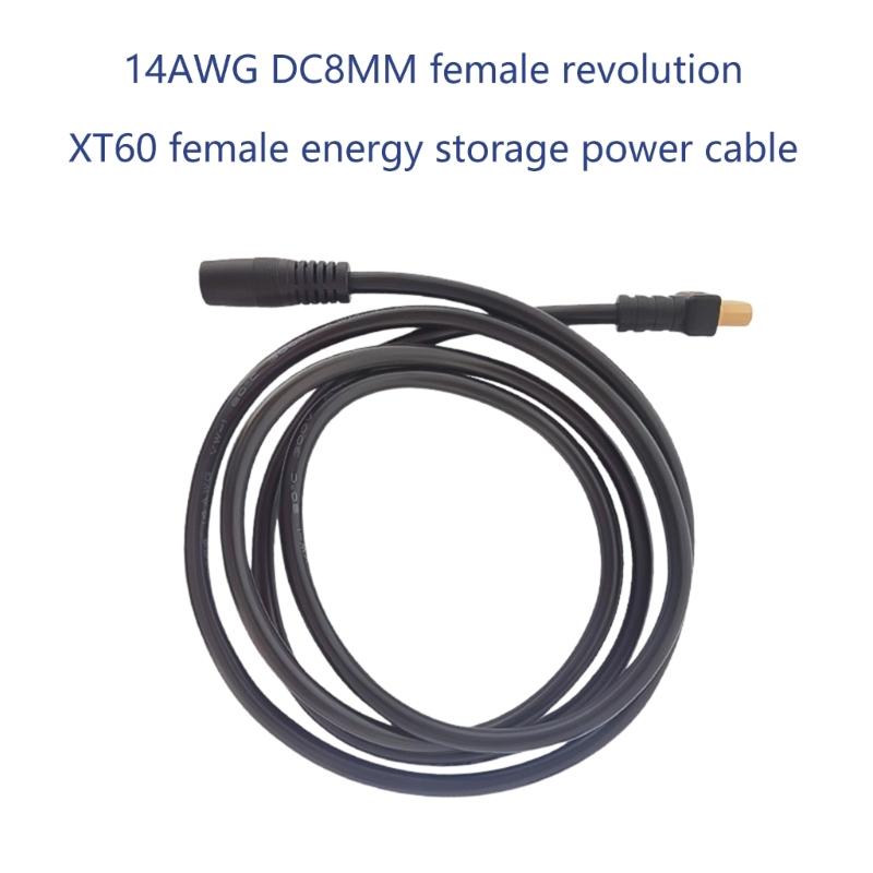 XT60 Female to DC8mm Power Cable Adapter 14AWG High Conductivity Copper Cord for Solar Panel and Generators