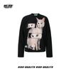 Korean Style Oversized Long Sleeve Hoodie Women Men Loose Fit Cat Dance Print Casual Sweatshirt Winter